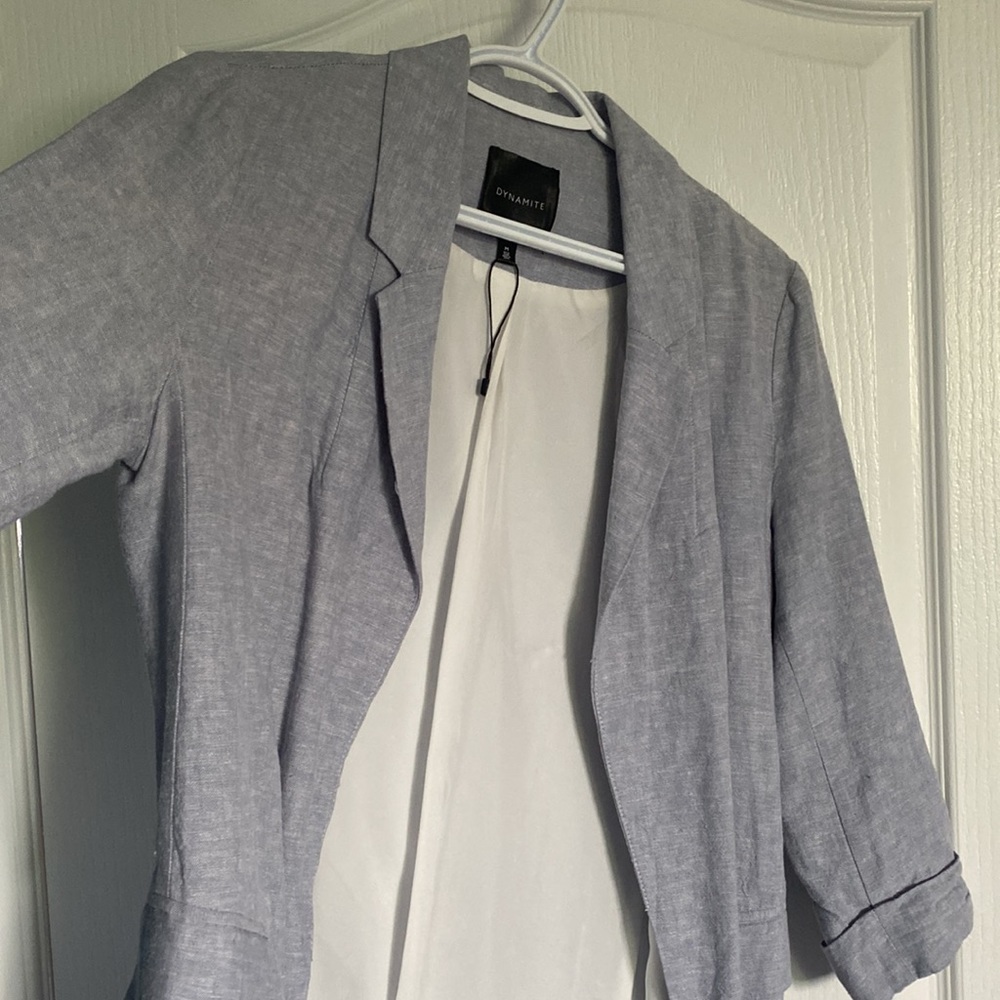 Dynamite Blue Linen Blazer - Picture 4 of 5